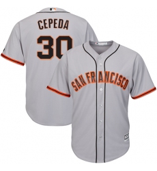 Youth Majestic San Francisco Giants #30 Orlando Cepeda Replica Grey Road Cool Base MLB Jersey