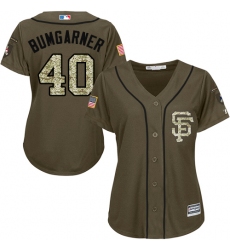 Women's Majestic San Francisco Giants #40 Madison Bumgarner Authentic Green Salute to Service MLB Jersey