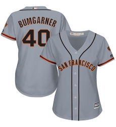 Women's Majestic San Francisco Giants #40 Madison Bumgarner Replica Grey Road Cool Base MLB Jersey