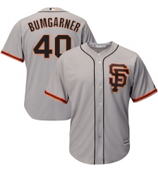 Youth Majestic San Francisco Giants #40 Madison Bumgarner Authentic Grey Road 2 Cool Base MLB Jersey