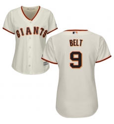 Women's Majestic San Francisco Giants #9 Brandon Belt Authentic Cream Home Cool Base MLB Jersey