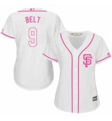 Women's Majestic San Francisco Giants #9 Brandon Belt Authentic White Fashion Cool Base MLB Jersey