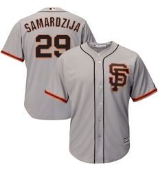 Men's Majestic San Francisco Giants #29 Jeff Samardzija Replica Grey Road 2 Cool Base MLB Jersey