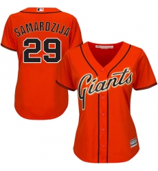 Women's Majestic San Francisco Giants #29 Jeff Samardzija Authentic Orange Alternate Cool Base MLB Jersey