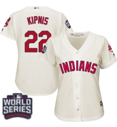 Women's Majestic Cleveland Indians #22 Jason Kipnis Authentic Cream Alternate 2 2016 World Series Bound Cool Base MLB Jersey