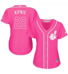 Women's Majestic Cleveland Indians #22 Jason Kipnis Authentic Pink Fashion Cool Base MLB Jersey