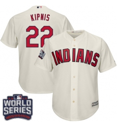 Youth Majestic Cleveland Indians #22 Jason Kipnis Authentic Cream Alternate 2 2016 World Series Bound Cool Base MLB Jersey