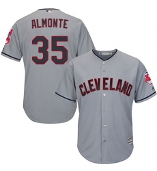 Men's Majestic Cleveland Indians #35 Abraham Almonte Replica Grey Road Cool Base MLB Jersey