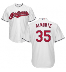 Men's Majestic Cleveland Indians #35 Abraham Almonte Replica White Home Cool Base MLB Jersey