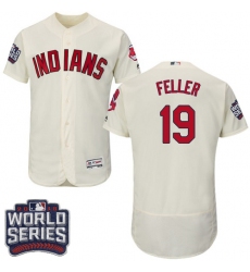 Men's Majestic Cleveland Indians #19 Bob Feller Cream 2016 World Series Bound Flexbase Authentic Collection MLB Jersey