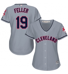 Women's Majestic Cleveland Indians #19 Bob Feller Authentic Grey Road Cool Base MLB Jersey