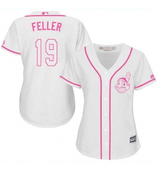 Women's Majestic Cleveland Indians #19 Bob Feller Authentic White Fashion Cool Base MLB Jersey