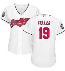 Women's Majestic Cleveland Indians #19 Bob Feller Authentic White Home 2016 World Series Bound Cool Base MLB Jersey