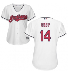 Women's Majestic Cleveland Indians #14 Larry Doby Authentic White Home Cool Base MLB Jersey