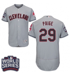 Men's Majestic Cleveland Indians #29 Satchel Paige Grey 2016 World Series Bound Flexbase Authentic Collection MLB Jersey