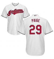 Men's Majestic Cleveland Indians #29 Satchel Paige Replica White Home Cool Base MLB Jersey