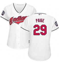 Women's Majestic Cleveland Indians #29 Satchel Paige Authentic White Home 2016 World Series Bound Cool Base MLB Jersey