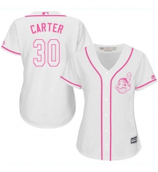 Women's Majestic Cleveland Indians #30 Joe Carter Authentic White Fashion Cool Base MLB Jersey