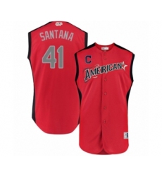 Men's Cleveland Indians #41 Carlos Santana Authentic Red American League 2019 Baseball All-Star Jersey