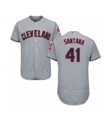 Men's Cleveland Indians #41 Carlos Santana Grey Road Flex Base Authentic Collection Baseball Jersey