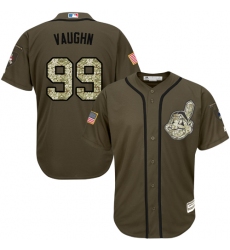 Men's Majestic Cleveland Indians #99 Ricky Vaughn Authentic Green Salute to Service MLB Jersey