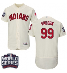 Men's Majestic Cleveland Indians #99 Ricky Vaughn Cream 2016 World Series Bound Flexbase Authentic Collection MLB Jersey