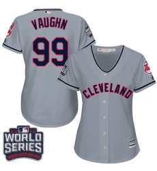 Women's Majestic Cleveland Indians #99 Ricky Vaughn Authentic Grey Road 2016 World Series Bound Cool Base MLB Jersey