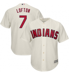 Men's Majestic Cleveland Indians #7 Kenny Lofton Replica Cream Alternate 2 Cool Base MLB Jersey