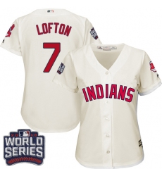 Women's Majestic Cleveland Indians #7 Kenny Lofton Authentic Cream Alternate 2 2016 World Series Bound Cool Base MLB Jersey