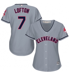 Women's Majestic Cleveland Indians #7 Kenny Lofton Authentic Grey Road Cool Base MLB Jersey