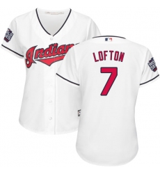 Women's Majestic Cleveland Indians #7 Kenny Lofton Authentic White Home 2016 World Series Bound Cool Base MLB Jersey