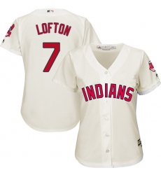 Women's Majestic Cleveland Indians #7 Kenny Lofton Replica Cream Alternate 2 Cool Base MLB Jersey