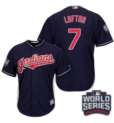 Youth Majestic Cleveland Indians #7 Kenny Lofton Authentic Navy Blue Alternate 1 2016 World Series Bound Cool Base MLB Jersey