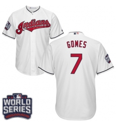 Men's Majestic Cleveland Indians #7 Yan Gomes White 2016 World Series Bound Flexbase Authentic Collection MLB Jersey