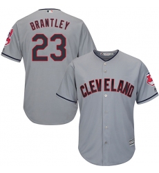 Men's Majestic Cleveland Indians #23 Michael Brantley Replica Grey Road Cool Base MLB Jersey