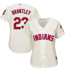 Women's Majestic Cleveland Indians #23 Michael Brantley Authentic Cream Alternate 2 Cool Base MLB Jersey