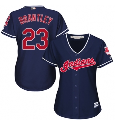 Women's Majestic Cleveland Indians #23 Michael Brantley Authentic Navy Blue Alternate 1 Cool Base MLB Jersey