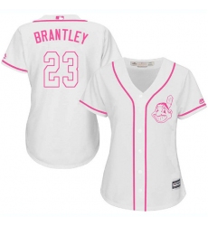 Women's Majestic Cleveland Indians #23 Michael Brantley Authentic White Fashion Cool Base MLB Jersey