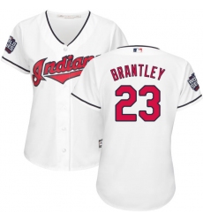 Women's Majestic Cleveland Indians #23 Michael Brantley Authentic White Home 2016 World Series Bound Cool Base MLB Jersey