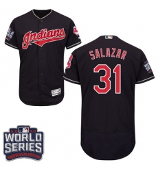 Men's Majestic Cleveland Indians #31 Danny Salazar Navy Blue 2016 World Series Bound Flexbase Authentic Collection MLB Jersey