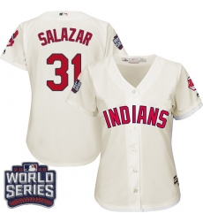 Women's Majestic Cleveland Indians #31 Danny Salazar Authentic Cream Alternate 2 2016 World Series Bound Cool Base MLB Jersey