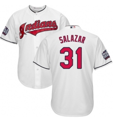 Youth Majestic Cleveland Indians #31 Danny Salazar Authentic White Home 2016 World Series Bound Cool Base MLB Jersey