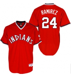 Men's Majestic Cleveland Indians #24 Manny Ramirez Replica Red 1974 Turn Back The Clock MLB Jersey