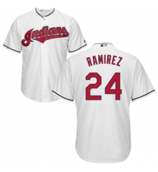 Men's Majestic Cleveland Indians #24 Manny Ramirez Replica White Home Cool Base MLB Jersey