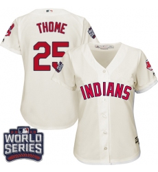 Women's Majestic Cleveland Indians #25 Jim Thome Authentic Cream Alternate 2 2016 World Series Bound Cool Base MLB Jersey