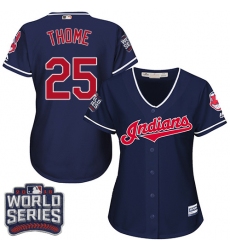 Women's Majestic Cleveland Indians #25 Jim Thome Authentic Navy Blue Alternate 1 2016 World Series Bound Cool Base MLB Jersey