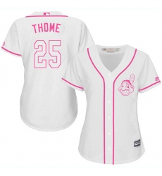 Women's Majestic Cleveland Indians #25 Jim Thome Authentic White Fashion Cool Base MLB Jersey