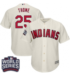 Youth Majestic Cleveland Indians #25 Jim Thome Authentic Cream Alternate 2 2016 World Series Bound Cool Base MLB Jersey