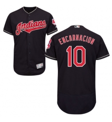 Men's Majestic Cleveland Indians #10 Edwin Encarnacion Navy Blue Flexbase Authentic Collection MLB Jersey