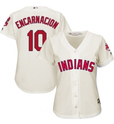 Women's Majestic Cleveland Indians #10 Edwin Encarnacion Authentic Cream Alternate 2 Cool Base MLB Jersey